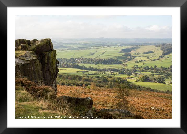 Baslow Edge View Framed Mounted Print by Simon Annable