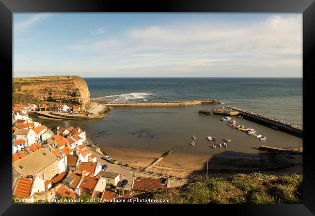 Staithes Harbour Framed Print by Simon Annable