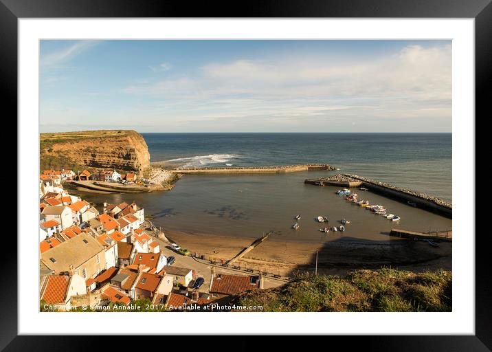 Staithes Harbour Framed Mounted Print by Simon Annable