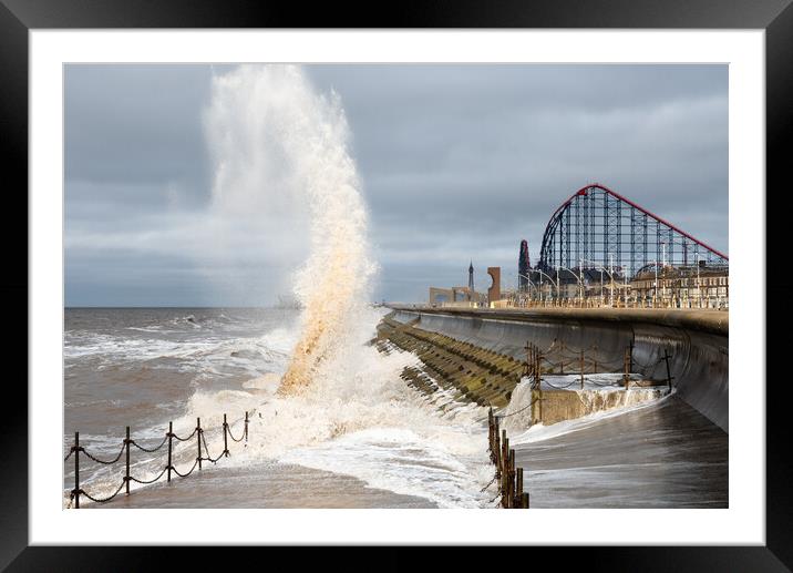 Blackpool high tide on a windy day  Framed Mounted Print by Caroline James