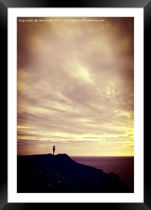 Pennard Cliffs sunset Framed Mounted Print by steve ball