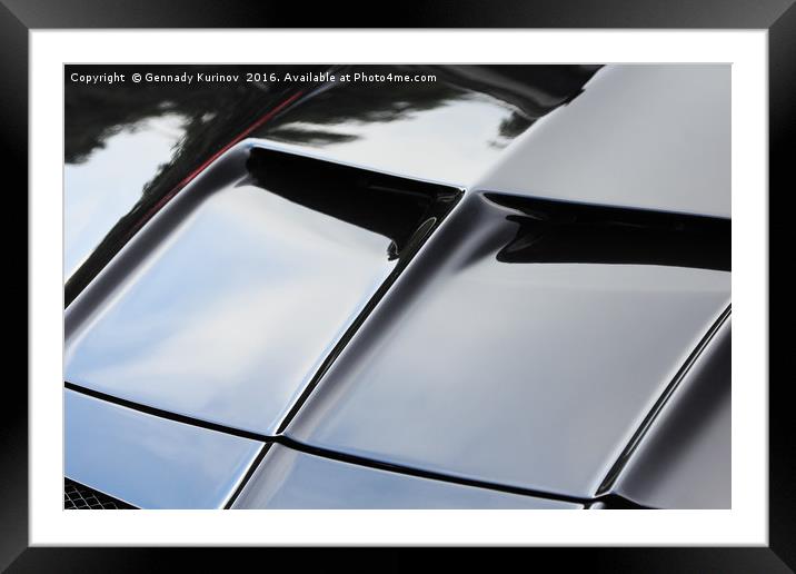 black sports car hood Framed Mounted Print by Gennady Kurinov