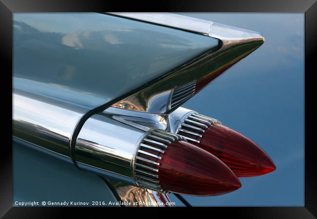 Classic Car Tail Light Framed Print by Gennady Kurinov