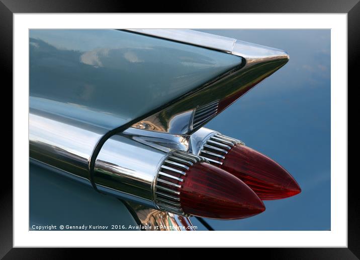 Classic Car Tail Light Framed Mounted Print by Gennady Kurinov