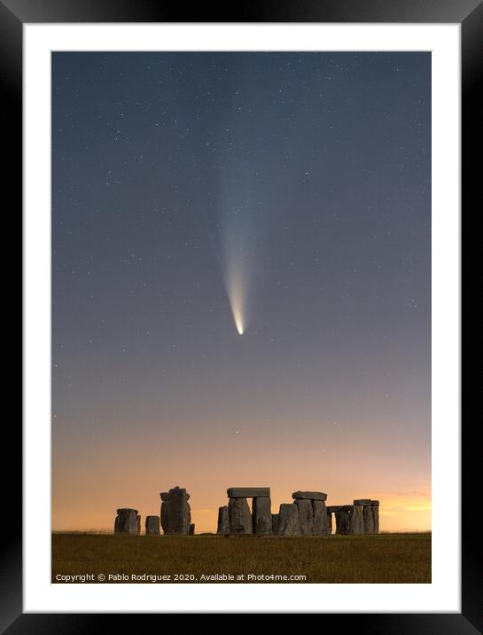 Comet Neowise over Stonehenge Framed Mounted Print by Pablo Rodriguez