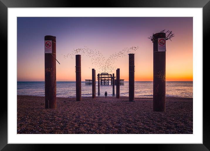 Brighton Starlings Murmuration Framed Mounted Print by Pablo Rodriguez