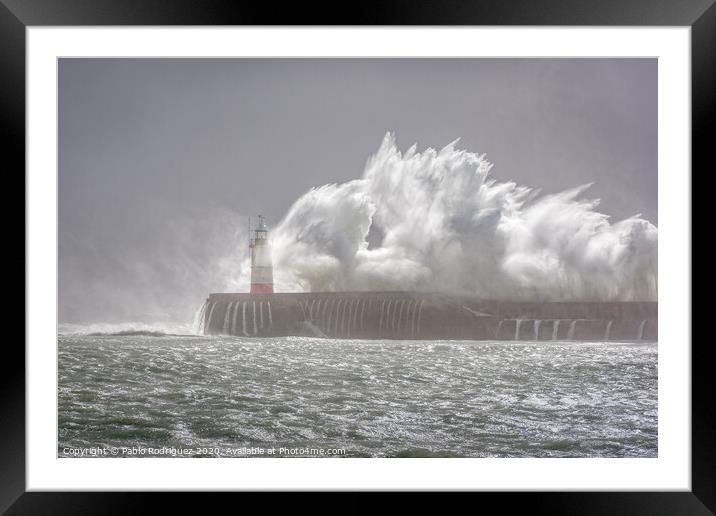 Newhaven Lighthouse Storm Framed Mounted Print by Pablo Rodriguez