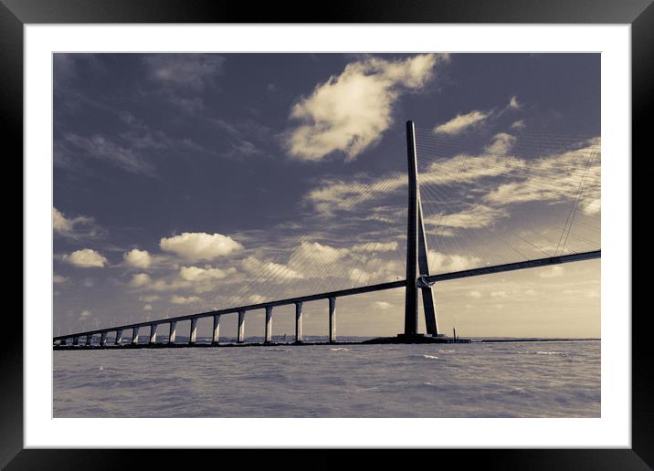 The Pont de Normandie suspension bridge Normandy,  Framed Mounted Print by Ian Gibson