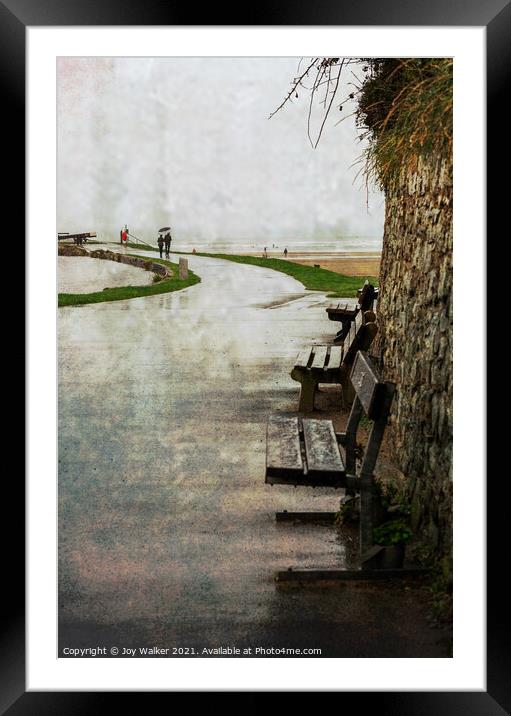 A rainy day in Bude, Cornwall  Framed Mounted Print by Joy Walker