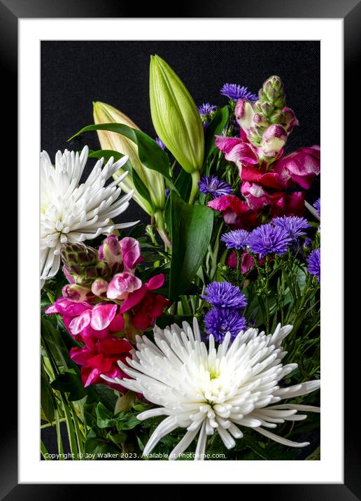 A bouquet of mixed flowers Framed Mounted Print by Joy Walker