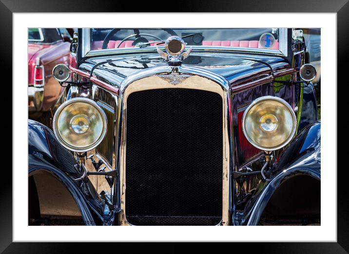 The bonnet of an  old Austin car  Framed Mounted Print by Joy Walker
