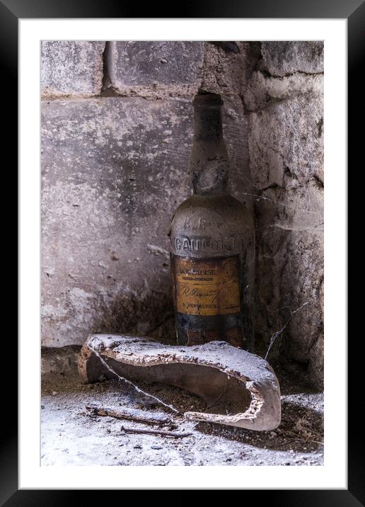 Old Wine Bottle Framed Mounted Print by Joy Walker