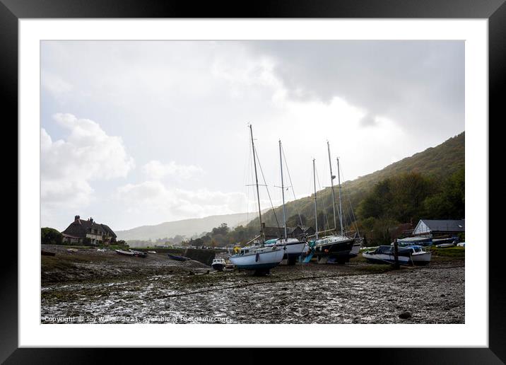 Porlock Weir boats Framed Mounted Print by Joy Walker