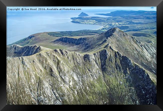 ARRAN FROM THE SKY Framed Print by Sue Wood