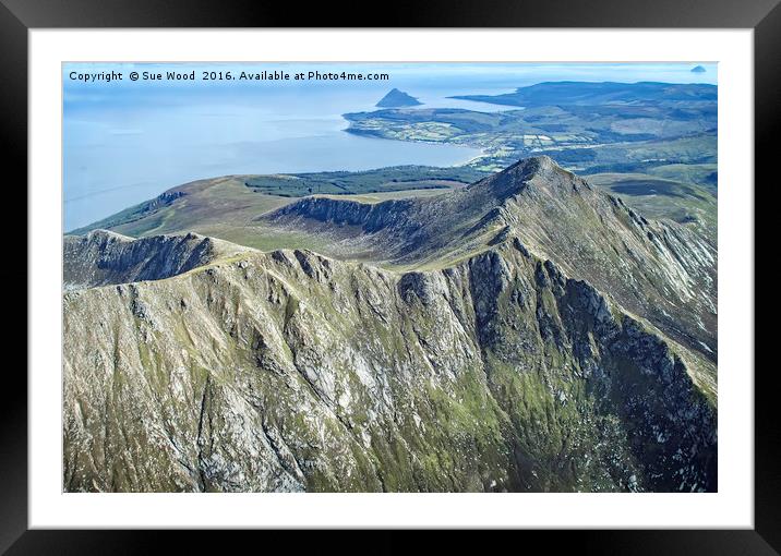ARRAN FROM THE SKY Framed Mounted Print by Sue Wood