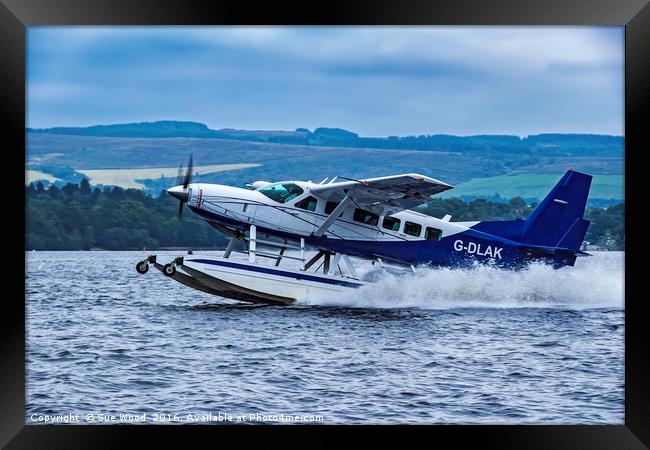 SEAPLANE TAKEOFF Framed Print by Sue Wood