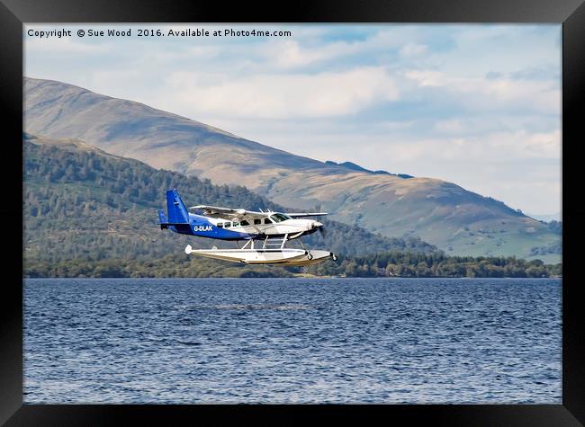 SEAPLANE LANDING Framed Print by Sue Wood