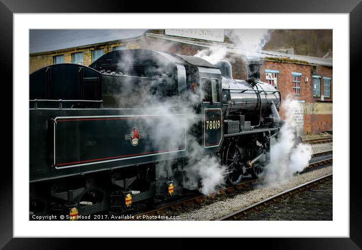 Steam train 78019 leaving Keighley Yorkshire Framed Mounted Print by Sue Wood