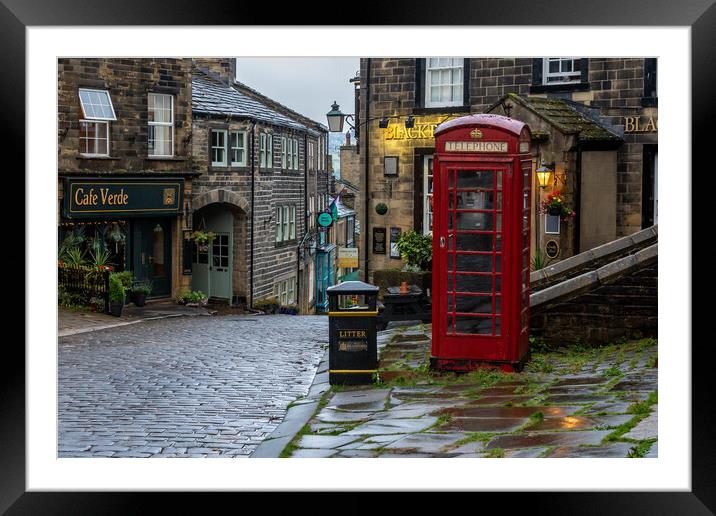 Haworth Main Street, Yorkshire.  Framed Mounted Print by Ros Crosland