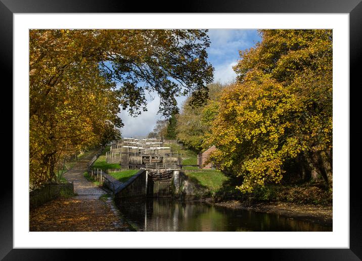 Bingley Five Rise Locks Framed Mounted Print by Ros Crosland