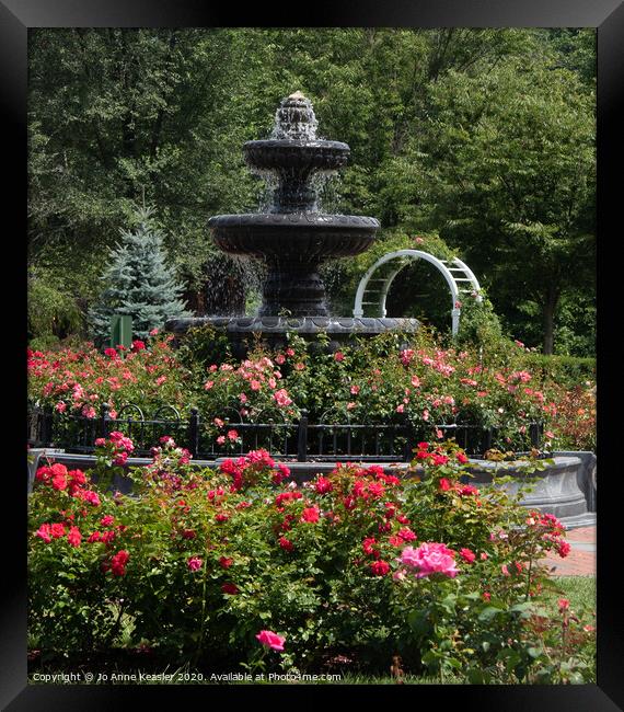Waterfountain amoung the roses Framed Print by Jo Anne Keasler