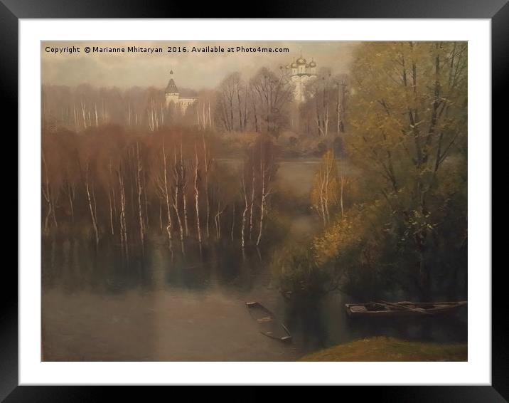 Russian church by the lake Framed Mounted Print by Marianne Mhitaryan