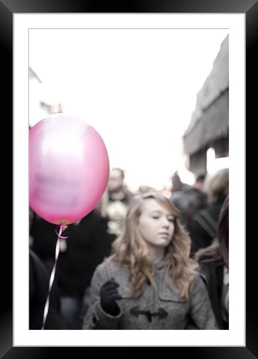 Girl with balloon Framed Mounted Print by Mi Bewick