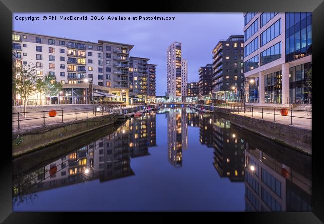 Blue Hour, Leeds Dock Reflections Framed Print by Phil MacDonald