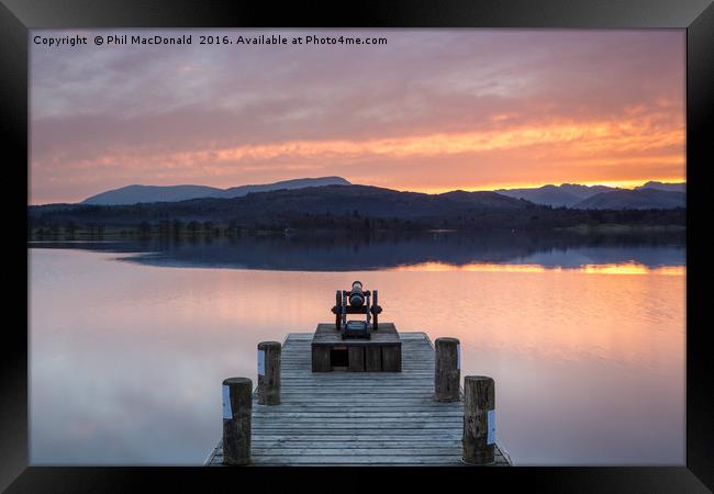Golden Glow Sunset, Windermere Jetty Framed Print by Phil MacDonald