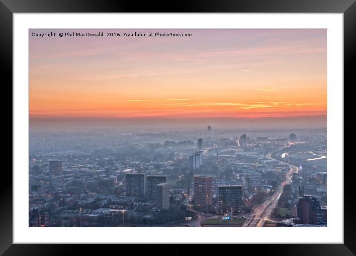 Red Sky at Night, a Glorious Manchester Sunset Framed Mounted Print by Phil MacDonald