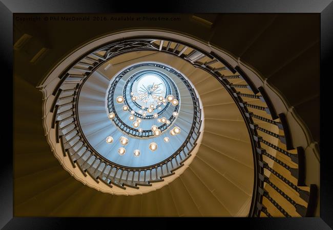 Spiral Staircase, Looking Up Framed Print by Phil MacDonald