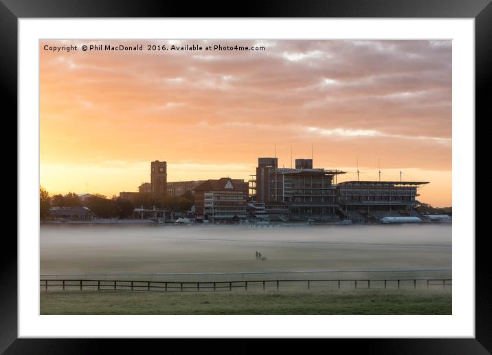 Knitting fog, Sunrise over York Racecourse Framed Mounted Print by Phil MacDonald