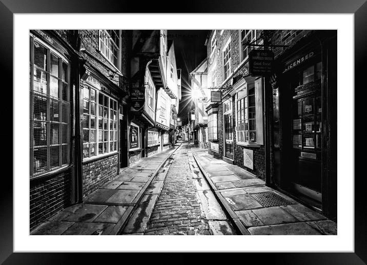 The Shambles, York : 03 of 07 Images (B&W) Framed Mounted Print by Phil MacDonald