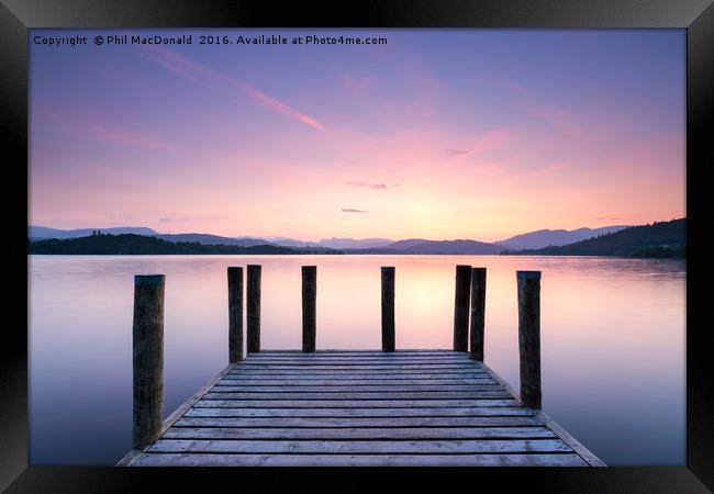 Sunset Jetty, Windermere in the UK Lake District Framed Print by Phil MacDonald