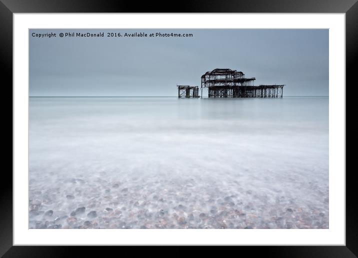 The Old West Pier, Brighton and Hove Framed Mounted Print by Phil MacDonald