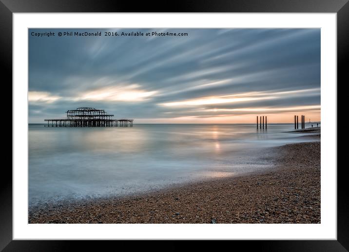 The Old West Pier, Brighton and Hove Framed Mounted Print by Phil MacDonald