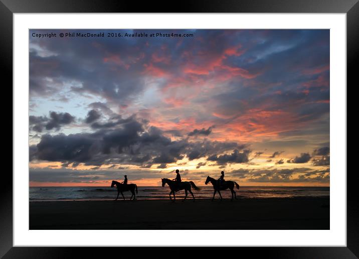 Pantai Dalit beach in Borneo, Sunset Horse Riders Framed Mounted Print by Phil MacDonald