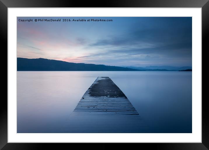 Flooded sunset Jetty, Windermere Framed Mounted Print by Phil MacDonald