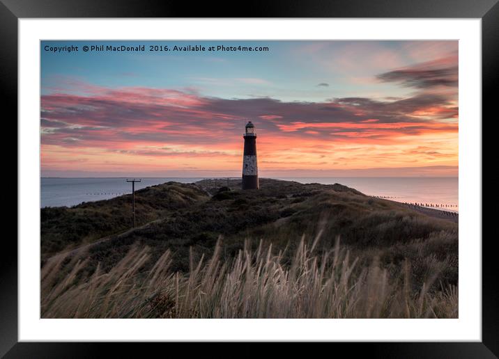 Glorious Sunrise, Spurn Lighthouse Framed Mounted Print by Phil MacDonald