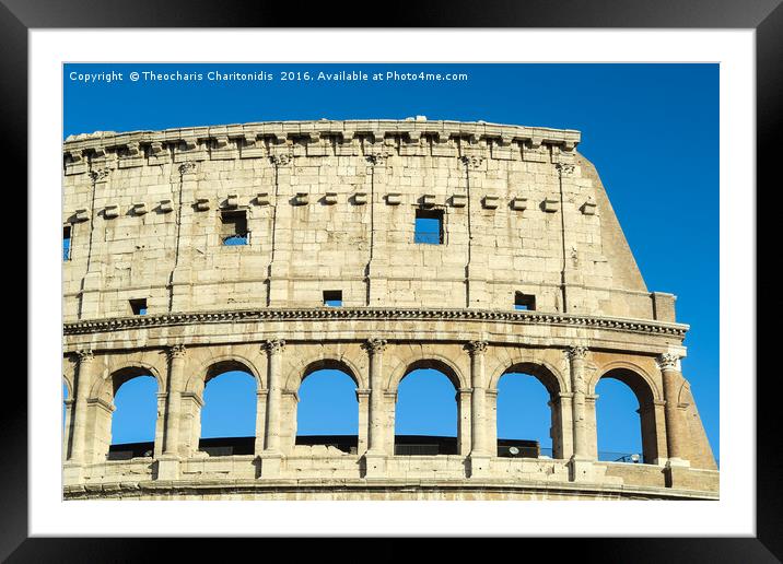 Rome Italy Colosseum upper arches. Framed Mounted Print by Theocharis Charitonidis