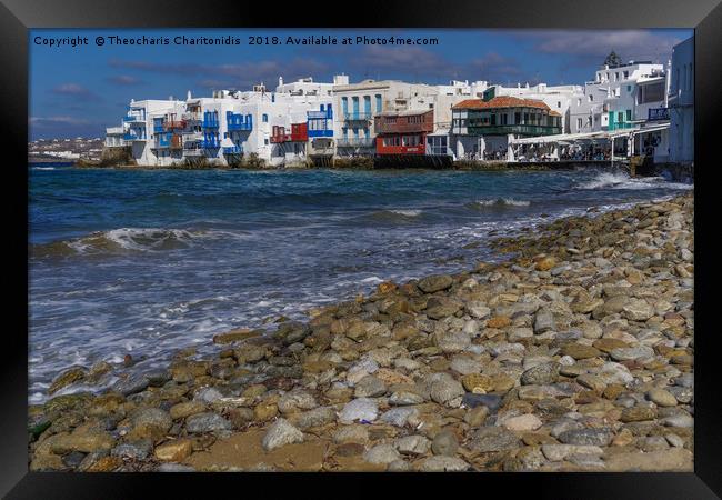 Mykonos Town, Greece Little Venice day view. Framed Print by Theocharis Charitonidis