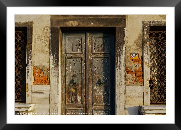 Murano Island, Italy day view of abandoned building facade. Framed Mounted Print by Theocharis Charitonidis