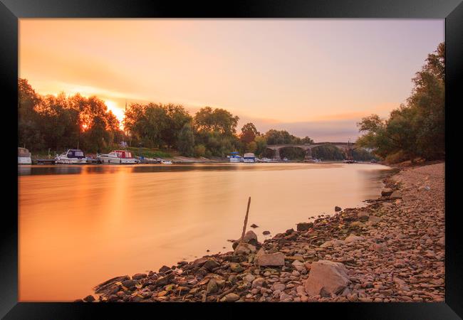 Sunset over the river Rhine Framed Print by Stefan Giers
