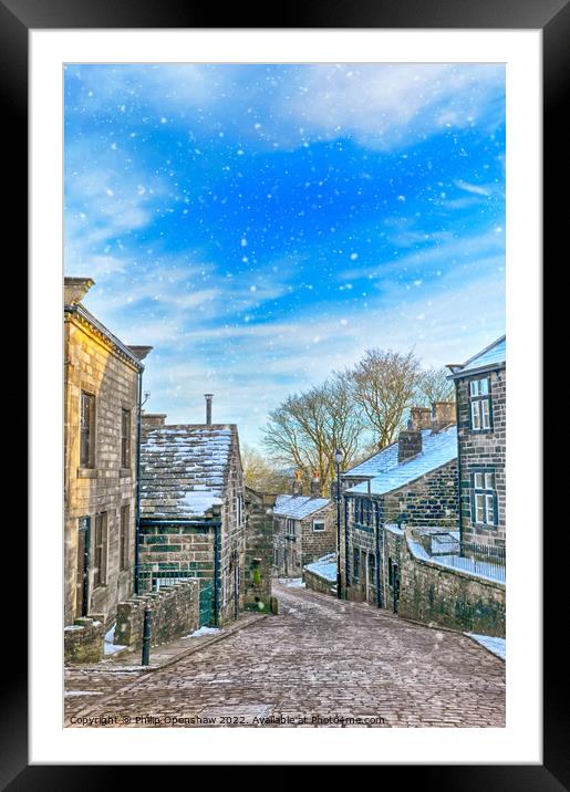 Heptonstall in the snow Framed Mounted Print by Philip Openshaw