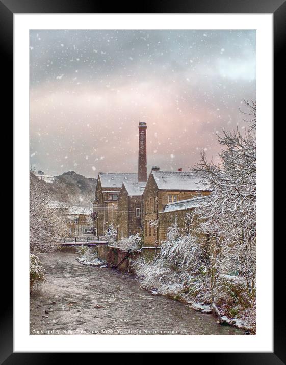 Snow Scene in Hebden Bridge Framed Mounted Print by Philip Openshaw