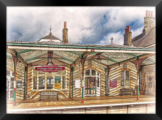 LNWR railway station - Grange Over Sands in Cumbria Framed Print by Philip Openshaw