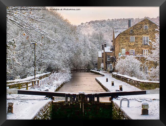 Winter Snow - The Rochdale Canal at Hebden Bridge Framed Print by Philip Openshaw