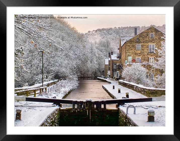 Winter Snow - The Rochdale Canal at Hebden Bridge Framed Mounted Print by Philip Openshaw