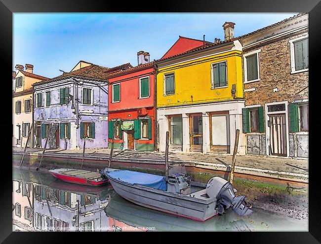 Blue Boat Burano - Venice Framed Print by Philip Openshaw