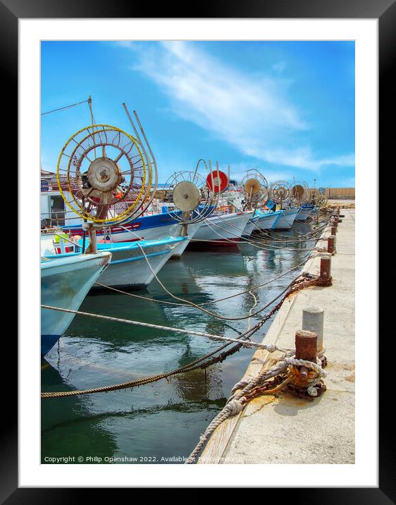 Fishing boats in Paphos harbour  Framed Mounted Print by Philip Openshaw